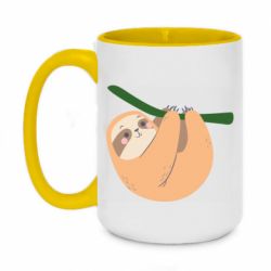 Чашка двухцветная 420ml Sloth on a branch - PrintSalon