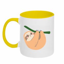 Чашка двухцветная 320ml Sloth on a branch - PrintSalon