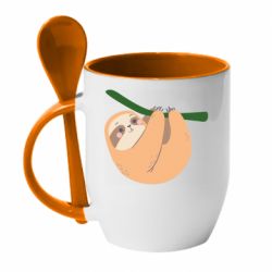 Чашка с ложкой Sloth on a branch - PrintSalon