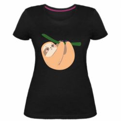 Женская премиум футболка Sloth on a branch - PrintSalon