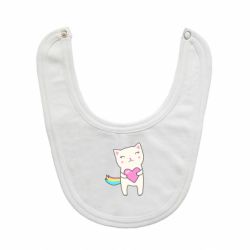 Слюнявчик  Cute cat with heart