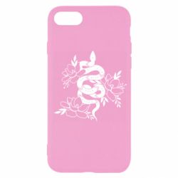 Чехол для iPhone SE 2022 Snake with flowers - PrintSalon