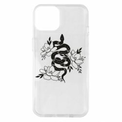 Чехол для iPhone 14 Snake with flowers