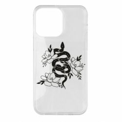 Чехол для iPhone 14 Pro Max Snake with flowers - PrintSalon