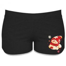 Женские шорты Снеговичок-PrintSalon Женские шорты Снеговичок