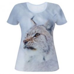 Женская футболка 3D Снежная рысь