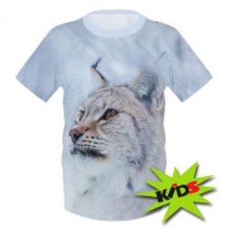 Детская 3D футболка Снежная рысь
