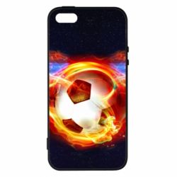 Чехол для iPhone5/5S/SE Soccer ball on fire in space - PrintSalon