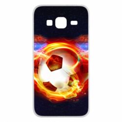 Чехол для Samsung J3 2016 Soccer ball on fire in space - PrintSalon