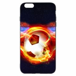 Чехол для iPhone 6 Plus/6S Plus Soccer ball on fire in space - PrintSalon