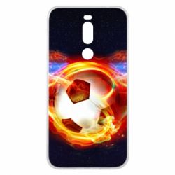 Чехол для Meizu X8 Soccer ball on fire in space - PrintSalon
