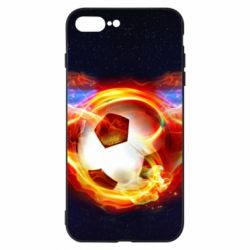 Чехол для iPhone 7 Plus Soccer ball on fire in space - PrintSalon