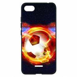 Чехол для Xiaomi Redmi 6A Soccer ball on fire in space - PrintSalon