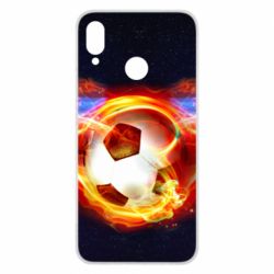 Чехол для Huawei P Smart Plus 2018 Soccer ball on fire in space - PrintSalon