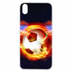 Чехол для Xiaomi Redmi 7A Soccer ball on fire in space - PrintSalon