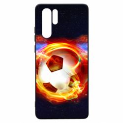 Чехол для Huawei P30 Pro Soccer ball on fire in space - PrintSalon