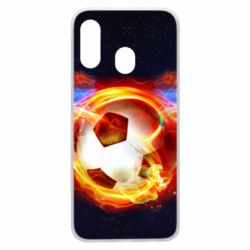 Чехол для Samsung A40 Soccer ball on fire in space - PrintSalon