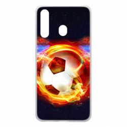 Чехол для Samsung A60 Soccer ball on fire in space - PrintSalon