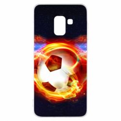 Чехол для Samsung A8 2018 Soccer ball on fire in space - PrintSalon