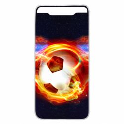 Чехол для Samsung A80 Soccer ball on fire in space - PrintSalon