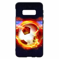Чехол для Samsung S10e Soccer ball on fire in space - PrintSalon