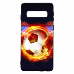 Чехол для Samsung S10 Soccer ball on fire in space - PrintSalon