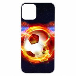 Чехол для iPhone 11 Soccer ball on fire in space - PrintSalon