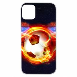 Чехол для iPhone 11 Pro Soccer ball on fire in space - PrintSalon