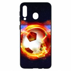 Чехол для Samsung M30 Soccer ball on fire in space - PrintSalon