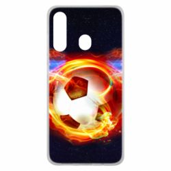 Чехол для Samsung M40 Soccer ball on fire in space - PrintSalon