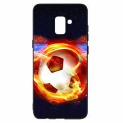 Чехол для Samsung A8+ 2018 Soccer ball on fire in space - PrintSalon