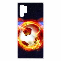 Чехол для Samsung Note 10 Plus Soccer ball on fire in space - PrintSalon