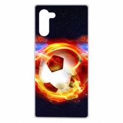 Чехол для Samsung Note 10 Soccer ball on fire in space - PrintSalon