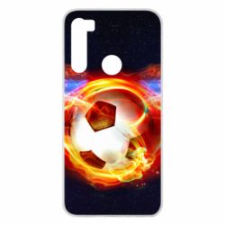 Чехол для Xiaomi Redmi Note 8 Soccer ball on fire in space - PrintSalon