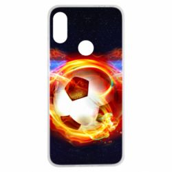 Чехол для Xiaomi Redmi Note 7 Soccer ball on fire in space - PrintSalon