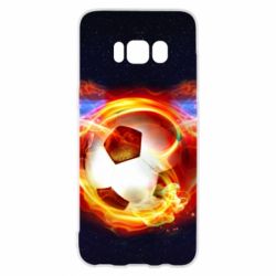 Чехол для Samsung S8 Soccer ball on fire in space - PrintSalon