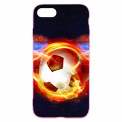 Чехол для iPhone SE 2020 Soccer ball on fire in space - PrintSalon
