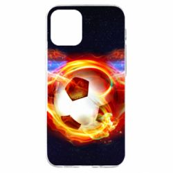 Чехол для iPhone 12 mini Soccer ball on fire in space - PrintSalon