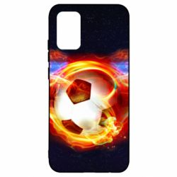 Чехол для Samsung A02s/M02s Soccer ball on fire in space - PrintSalon