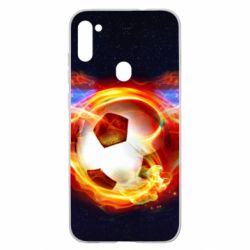 Чехол для Samsung A11/M11 Soccer ball on fire in space - PrintSalon