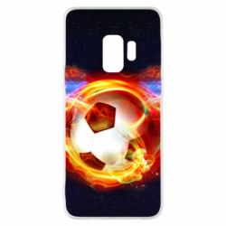 Чехол для Samsung S9 Soccer ball on fire in space - PrintSalon