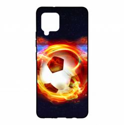 Чехол для Samsung A42 5G Soccer ball on fire in space - PrintSalon
