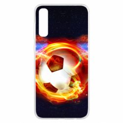 Чехол для Samsung A50 Soccer ball on fire in space - PrintSalon