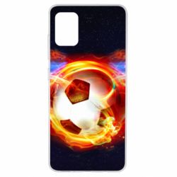 Чехол для Samsung A51 Soccer ball on fire in space - PrintSalon