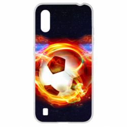 Чехол для Samsung A01/M01 Soccer ball on fire in space - PrintSalon