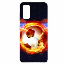 Чехол для Samsung S20 Soccer ball on fire in space - PrintSalon