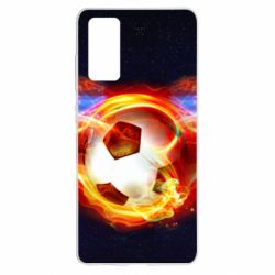 Чехол для Samsung S20 FE Soccer ball on fire in space - PrintSalon