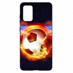 Чехол для Samsung S20+ Soccer ball on fire in space - PrintSalon