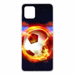 Чехол для Samsung Note 10 Lite Soccer ball on fire in space - PrintSalon