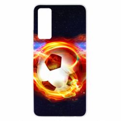 Чехол для Huawei P Smart 2021 Soccer ball on fire in space - PrintSalon